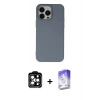 MARSİLYAN™- iPhone 15 Pro Max Kılıf Ahenk Serisi - Siyah Bilvis 5in1 3D Magic Cam Ekran Koruyucu + PVD Metal Kamera Lens - TU
