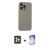 MARSİLYAN™- iPhone 15 Pro Max Kılıf Ahenk Serisi - Siyah Bilvis 5in1 3D Magic Cam Ekran Koruyucu + PVD Metal Kamera Lens - SH