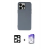 MARSİLYAN™- iPhone 15 Pro Max Kılıf Ahenk Serisi - Siyah Bilvis 5in1 3D Magic Cam Ekran Koruyucu + PVD Metal Kamera Lens - LT
