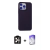 MARSİLYAN™- iPhone 15 Pro Max Kılıf Ahenk Serisi - Siyah Bilvis 5in1 3D Magic Cam Ekran Koruyucu + PVD Metal Kamera Lens - TU
