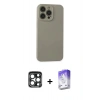 MARSİLYAN™- iPhone 15 Pro Max Kılıf Ahenk Serisi - Siyah Bilvis 5in1 3D Magic Cam Ekran Koruyucu + PVD Metal Kamera Lens - LT