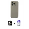 MARSİLYAN™- iPhone 15 Pro Max Kılıf Ahenk Serisi - Siyah Bilvis 5in1 3D Magic Cam Ekran Koruyucu + PVD Metal Kamera Lens - TU