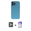 MARSİLYAN™- iPhone 15 Pro Max Kılıf Ahenk Serisi - Siyah Bilvis 5in1 3D Magic Cam Ekran Koruyucu + PVD Metal Kamera Lens - SH