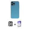 MARSİLYAN™- iPhone 15 Pro Max Kılıf Ahenk Serisi - Siyah Bilvis 5in1 3D Magic Cam Ekran Koruyucu + PVD Metal Kamera Lens - LT