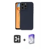 MARSİLYAN™- iPhone 15 Pro Max Kılıf Ahenk Serisi - Siyah Bilvis 5in1 3D Magic Cam Ekran Koruyucu + PVD Metal Kamera Lens - SH