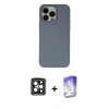 MARSİLYAN™- iPhone 15 Pro Max Kılıf Ahenk Serisi - Siyah Bilvis 5in1 3D Magic Cam Ekran Koruyucu + PVD Metal Kamera Lens - SH