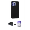 MARSİLYAN™- iPhone 15 Pro Max Kılıf Ahenk Serisi - Siyah Bilvis 5in1 3D Magic Cam Ekran Koruyucu + Raze Metal Kamera Lens - LT