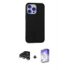 MARSİLYAN™- iPhone 15 Pro Max Kılıf Ahenk Serisi - Siyah Bilvis 5in1 3D Magic Cam Ekran Koruyucu + Raze Metal Kamera Lens - GS