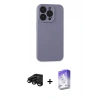 MARSİLYAN™- iPhone 15 Pro Max Kılıf Ahenk Serisi - Siyah Bilvis 5in1 3D Magic Cam Ekran Koruyucu + Raze Metal Kamera Lens - SH