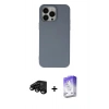 MARSİLYAN™- iPhone 15 Pro Max Kılıf Ahenk Serisi - Siyah Bilvis 5in1 3D Magic Cam Ekran Koruyucu + Raze Metal Kamera Lens - SH