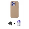 MARSİLYAN™- iPhone 15 Pro Max Kılıf Ahenk Serisi - Siyah Bilvis 5in1 3D Magic Cam Ekran Koruyucu + Titanyum Gri Raze Metal Kamera Lens