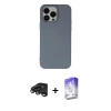 MARSİLYAN™- iPhone 15 Pro Max Kılıf Ahenk Serisi - Siyah Bilvis 5in1 3D Magic Cam Ekran Koruyucu + Titanyum Gri Raze Metal Kamera Lens
