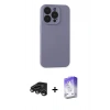 MARSİLYAN™- iPhone 15 Pro Max Kılıf Ahenk Serisi - Siyah Bilvis 5in1 3D Magic Cam Ekran Koruyucu + Titanyum Gri Raze Metal Kamera Lens