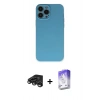 MARSİLYAN™- iPhone 15 Pro Max Kılıf Ahenk Serisi - Siyah Bilvis 5in1 3D Magic Cam Ekran Koruyucu + Titanyum Gri Raze Metal Kamera Lens