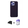 MARSİLYAN™- iPhone 15 Pro Max Kılıf Ahenk Serisi - Siyah Bilvis 5in1 3D Magic Cam Ekran Koruyucu + Titanyum Gri Raze Metal Kamera Lens