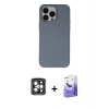MARSİLYAN™- iPhone 15 Pro Max Kılıf Ahenk Serisi - Siyah Bilvis 5in1 5D Magic Hayalet Cam Ekran Koruyucu + PVD Metal Kamera Lens - GI