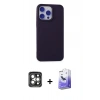 MARSİLYAN™- iPhone 15 Pro Max Kılıf Ahenk Serisi - Siyah Bilvis 5in1 5D Magic Hayalet Cam Ekran Koruyucu + PVD Metal Kamera Lens - GI