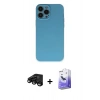 MARSİLYAN™- iPhone 15 Pro Max Kılıf Ahenk Serisi - Siyah Bilvis 5in1 5D Magic Hayalet Cam Ekran Koruyucu + Raze Metal Kamera Lens - SH
