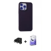 MARSİLYAN™- iPhone 15 Pro Max Kılıf Ahenk Serisi - Siyah Bilvis 5in1 5D Magic Hayalet Cam Ekran Koruyucu + Raze Metal Kamera Lens - SH