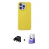 MARSİLYAN™- iPhone 15 Pro Max Kılıf Ahenk Serisi - Siyah Bilvis 5in1 5D Magic Hayalet Cam Ekran Koruyucu + Raze Metal Kamera Lens - SH