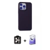 MARSİLYAN™- iPhone 15 Pro Max Kılıf Ahenk Serisi - Siyah Bilvis 5in1 5D Magic Hayalet Cam Ekran Koruyucu + PVD Metal Kamera Lens - TU