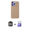 MARSİLYAN™- iPhone 15 Pro Max Kılıf Ahenk Serisi - Siyah Bilvis 5in1 5D Magic Hayalet Cam Ekran Koruyucu + PVD Metal Kamera Lens - TU