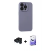 MARSİLYAN™- iPhone 15 Pro Max Kılıf Ahenk Serisi - Siyah Bilvis 5in1 5D Magic Hayalet Cam Ekran Koruyucu + Raze Metal Kamera Lens - LT
