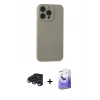 MARSİLYAN™- iPhone 15 Pro Max Kılıf Ahenk Serisi - Siyah Bilvis 5in1 5D Magic Hayalet Cam Ekran Koruyucu + Raze Metal Kamera Lens - LT