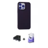 MARSİLYAN™- iPhone 15 Pro Max Kılıf Ahenk Serisi - Siyah Bilvis 5in1 5D Magic Hayalet Cam Ekran Koruyucu + Raze Metal Kamera Lens - LT