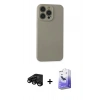 MARSİLYAN™- iPhone 15 Pro Max Kılıf Ahenk Serisi - Siyah Bilvis 5in1 5D Magic Hayalet Cam Ekran Koruyucu + Raze Metal Kamera Lens - SH