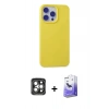 MARSİLYAN™- iPhone 15 Pro Max Kılıf Ahenk Serisi - Siyah Bilvis 5in1 5D Magic Hayalet Cam Ekran Koruyucu + PVD Metal Kamera Lens - GI