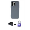 MARSİLYAN™- iPhone 15 Pro Max Kılıf Ahenk Serisi - Siyah Bilvis 5in1 5D Magic Hayalet Cam Ekran Koruyucu + Raze Metal Kamera Lens - LT