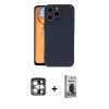 MARSİLYAN™- iPhone 15 Pro Max Kılıf Ahenk Serisi - Siyah Bilvis Hayalet Cam Ekran Koruyucu + PVD Metal Kamera Lens - GS
