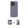 MARSİLYAN™- iPhone 15 Pro Max Kılıf Ahenk Serisi - Siyah Bilvis Hayalet Cam Ekran Koruyucu + PVD Metal Kamera Lens - GS
