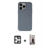 MARSİLYAN™- iPhone 15 Pro Max Kılıf Ahenk Serisi - Siyah Bilvis Hayalet Cam Ekran Koruyucu + PVD Metal Kamera Lens - GS