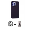 MARSİLYAN™- iPhone 15 Pro Max Kılıf Ahenk Serisi - Siyah Bilvis Hayalet Cam Ekran Koruyucu + PVD Metal Kamera Lens - GS