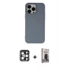 MARSİLYAN™- iPhone 15 Pro Max Kılıf Ahenk Serisi - Siyah Bilvis Hayalet Cam Ekran Koruyucu + PVD Metal Kamera Lens - LT