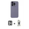 MARSİLYAN™- iPhone 15 Pro Max Kılıf Ahenk Serisi - Siyah Bilvis Hayalet Cam Ekran Koruyucu + PVD Metal Kamera Lens - LT
