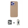 MARSİLYAN™- iPhone 15 Pro Max Kılıf Ahenk Serisi - Siyah Bilvis Hayalet Cam Ekran Koruyucu + PVD Metal Kamera Lens - LT