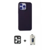 MARSİLYAN™- iPhone 15 Pro Max Kılıf Ahenk Serisi - Siyah Bilvis Hayalet Cam Ekran Koruyucu + PVD Metal Kamera Lens - LT