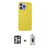 MARSİLYAN™- iPhone 15 Pro Max Kılıf Ahenk Serisi - Siyah Bilvis Hayalet Cam Ekran Koruyucu + PVD Metal Kamera Lens - LT