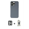 MARSİLYAN™- iPhone 15 Pro Max Kılıf Ahenk Serisi - Siyah Bilvis Hayalet Cam Ekran Koruyucu + PVD Metal Kamera Lens - LT