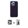 MARSİLYAN™- iPhone 15 Pro Max Kılıf Ahenk Serisi - Siyah Bilvis Hayalet Cam Ekran Koruyucu + PVD Metal Kamera Lens - LT