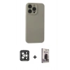 MARSİLYAN™- iPhone 15 Pro Max Kılıf Ahenk Serisi - Siyah Bilvis Hayalet Cam Ekran Koruyucu + PVD Metal Kamera Lens - GI