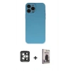 MARSİLYAN™- iPhone 15 Pro Max Kılıf Ahenk Serisi - Siyah Bilvis Hayalet Cam Ekran Koruyucu + PVD Metal Kamera Lens - GI