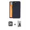 MARSİLYAN™- iPhone 15 Pro Max Kılıf Ahenk Serisi - Siyah Bilvis Hayalet Cam Ekran Koruyucu + PVD Metal Kamera Lens - GI