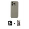 MARSİLYAN™- iPhone 15 Pro Max Kılıf Ahenk Serisi - Siyah Bilvis Hayalet Cam Ekran Koruyucu + PVD Metal Kamera Lens - TU