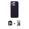 MARSİLYAN™- iPhone 15 Pro Max Kılıf Ahenk Serisi - Siyah Bilvis Hayalet Cam Ekran Koruyucu + PVD Metal Kamera Lens - TU