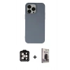 MARSİLYAN™- iPhone 15 Pro Max Kılıf Ahenk Serisi - Siyah Bilvis Hayalet Cam Ekran Koruyucu + PVD Metal Kamera Lens - TU