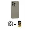 MARSİLYAN™- iPhone 15 Pro Max Kılıf Ahenk Serisi - Siyah Buffer Cam Ekran Koruyucu + PVD Metal Kamera Lens - GS